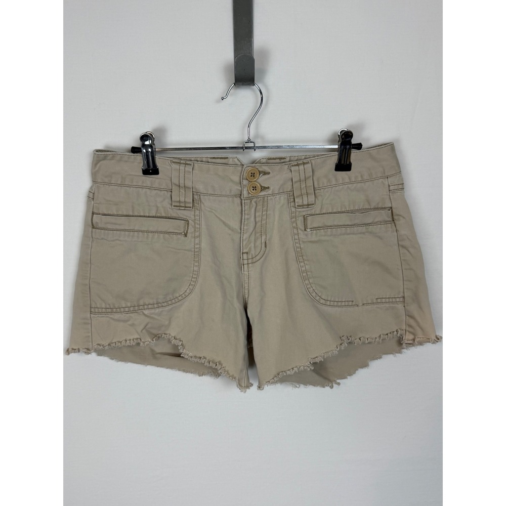 Aeropostale Women's Khaki‎ Cut Off Shorts 7/8R Tan Frayed Hem Cotton Retro 7/8R